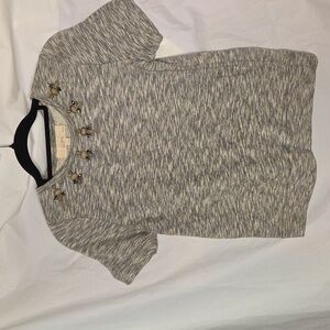 Ann Taylor Loft Short Sleeve Heather Gray Knit Top